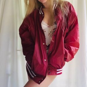 Large Haband Red Vintage Varsity Bomber Jacket